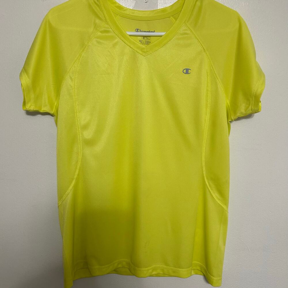 Champion Double Dry Powertrain Yellow V-Neck Shirt Large